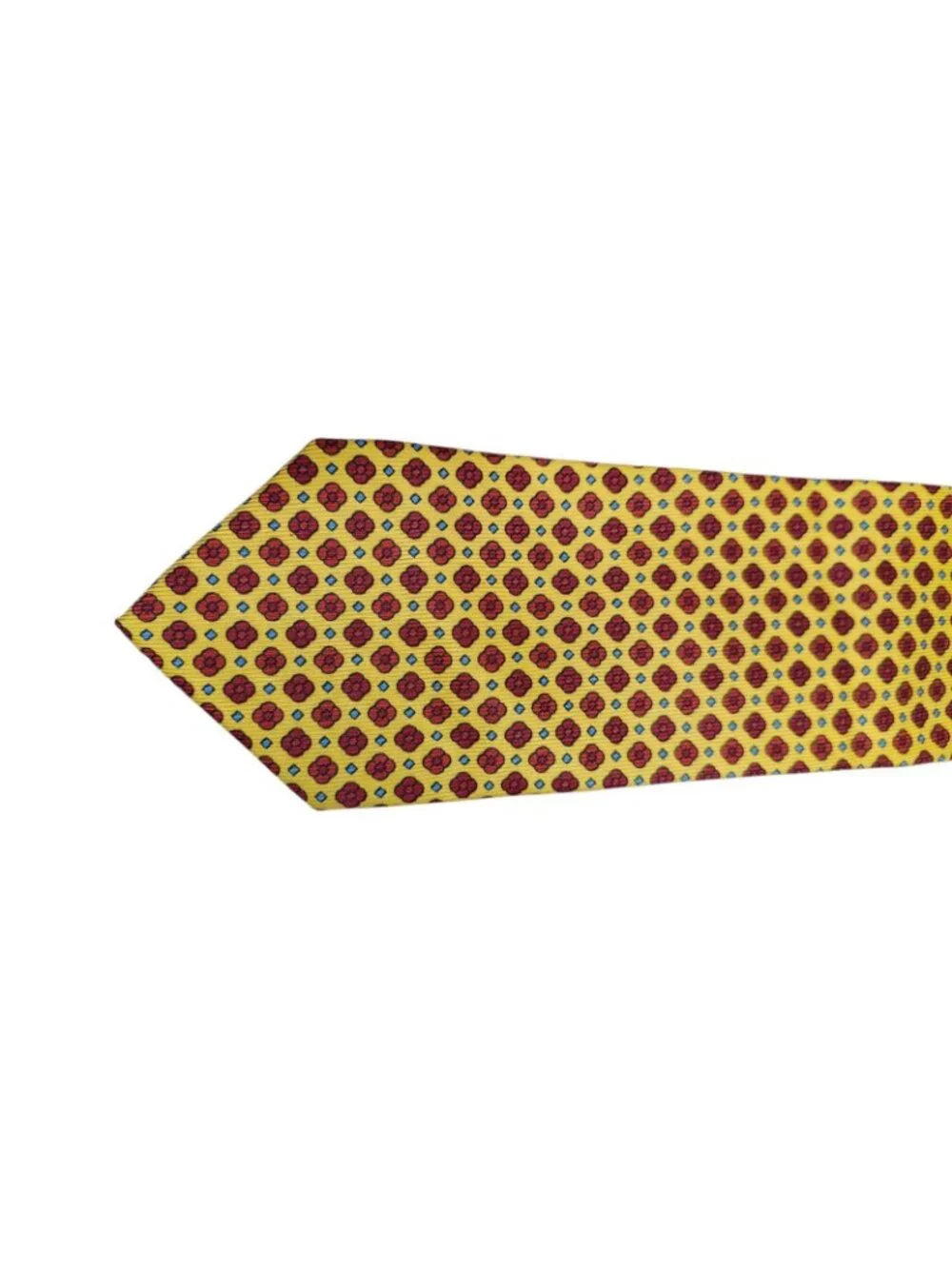 Vintage Burberrys of London 100% Silk Yellow Red Medallion Necktie Italy